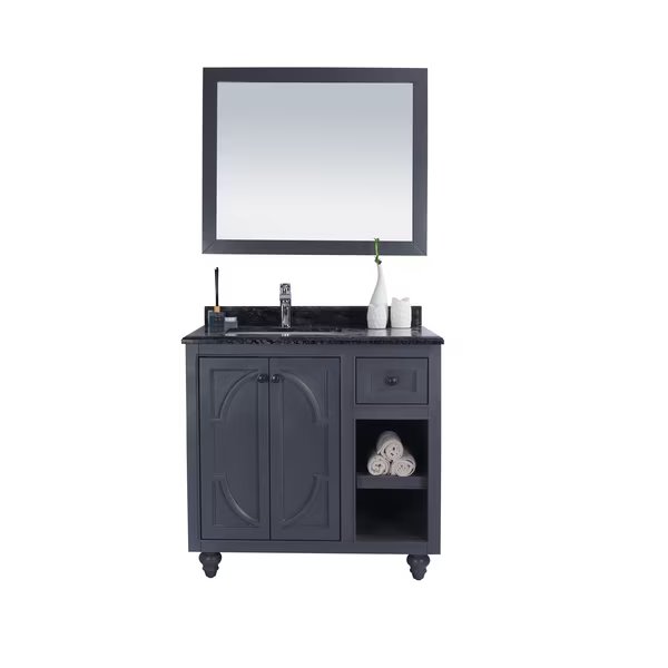 Odyssey, 36, Maple Grey Cabinet & Black Wood Counter, Laviva, Mfr#: 313613-36G-BW